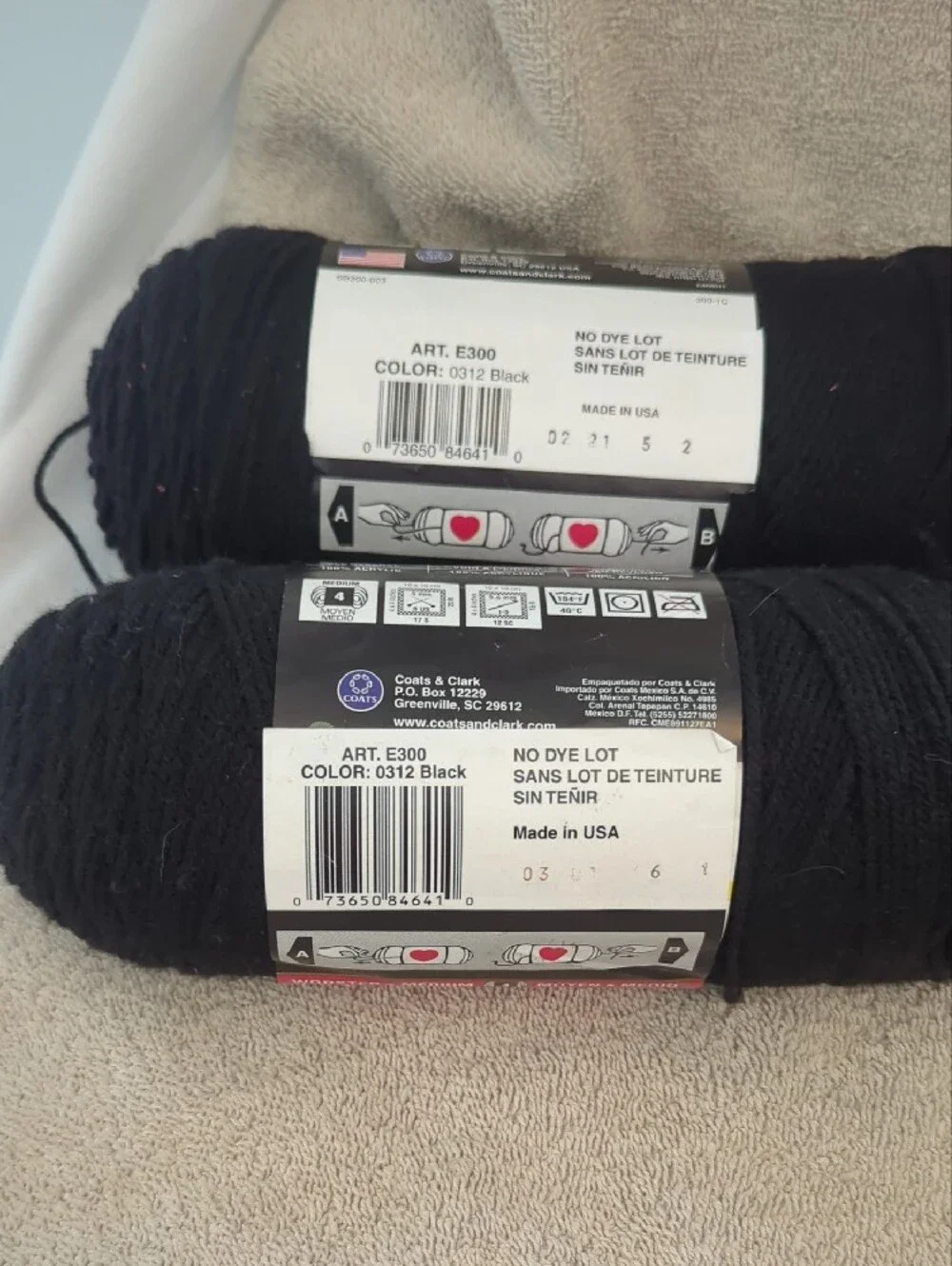 4- Super Saver Red Heart Black Yarn -